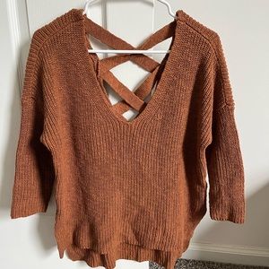 Worn but in good condition, Caramel Express Criss cross back sweater, size S.